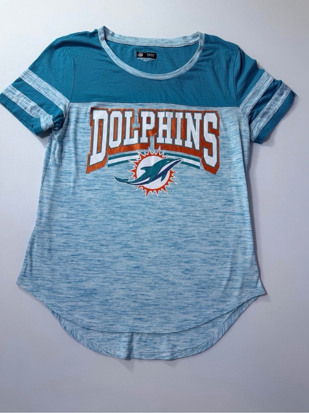 Miami Dolphins Teal & Light Blue Short Sleeve Tee Women’s Sz Large